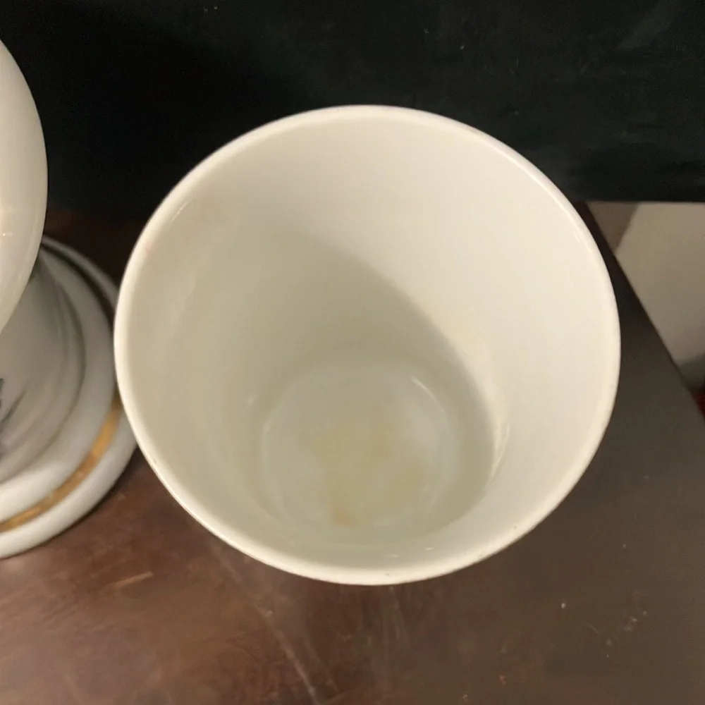 Vintage Porcelain Andrea by Sadek Asian Style Floral Toothbrush Holder & Cup